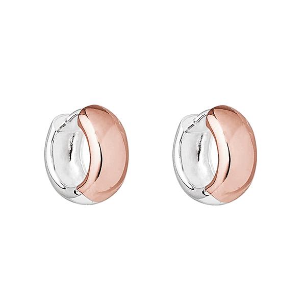 Najo 'Breeze' Sterling Silver Rose Tone Huggie Earrings E613