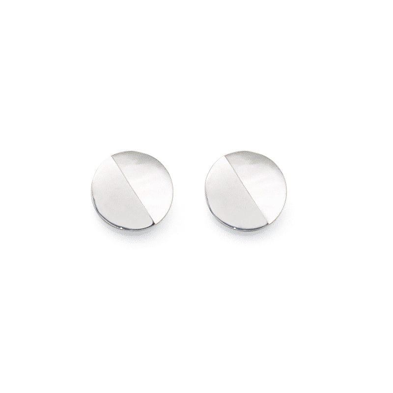 Sterling Silver 8mm Round Mother Of Pearl Stud