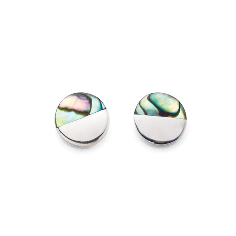 Sterling Silver Paua Shell 8mm Disc Studs