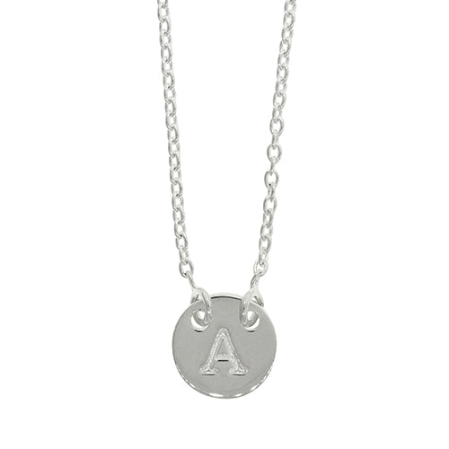 Sterling Silver A Initial Disc Necklet