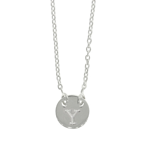 Sterling Silver Y Initial Disc Necklet