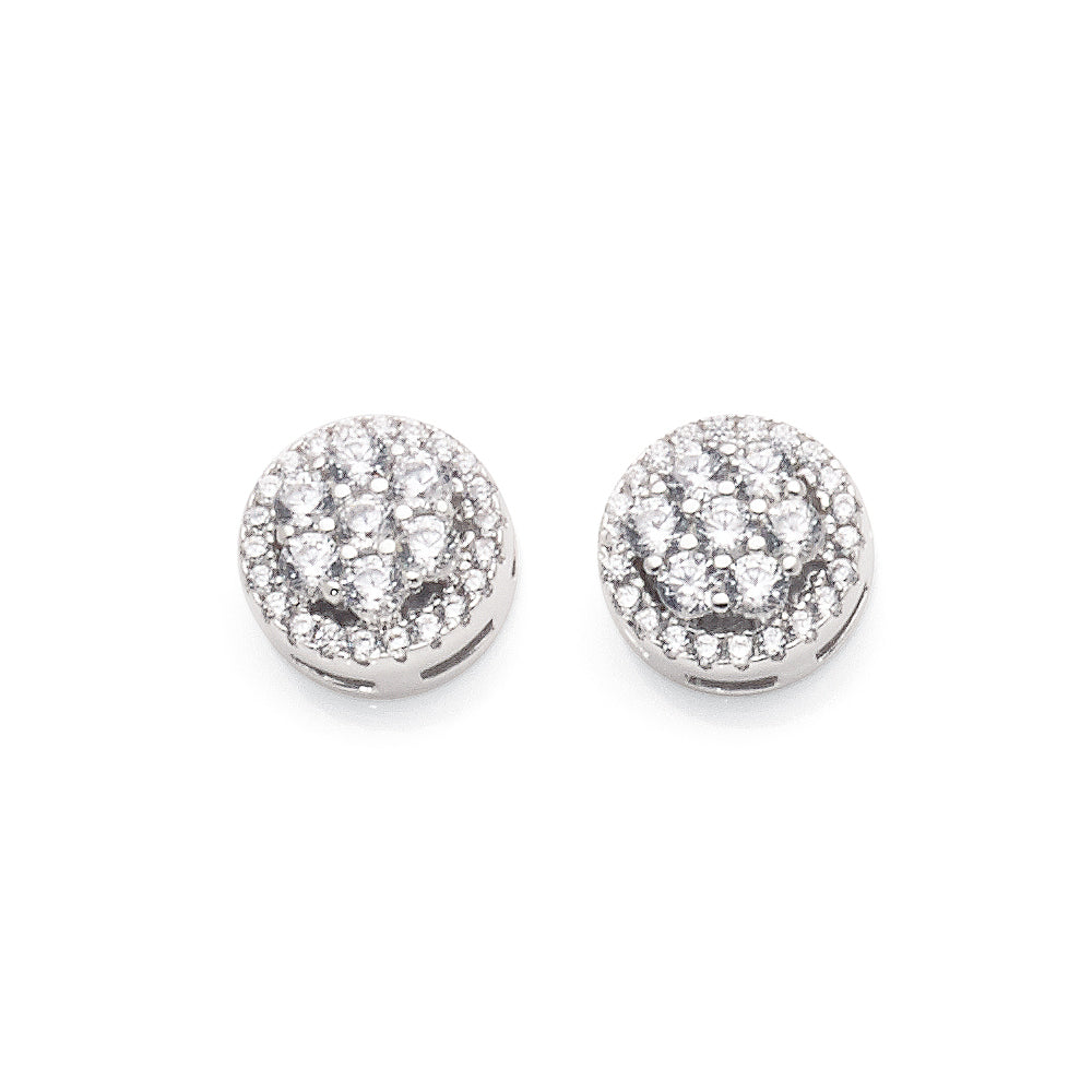 Sterling Silver Cubic Zirconia Halo Stud Earrings