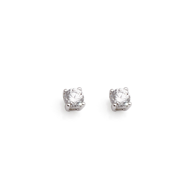 Sterling Silver Cubic Zirconia 3mm Claw Studs