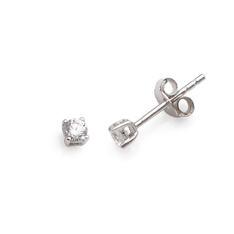Sterling Silver Cubic Zirconia 3mm Claw Studs