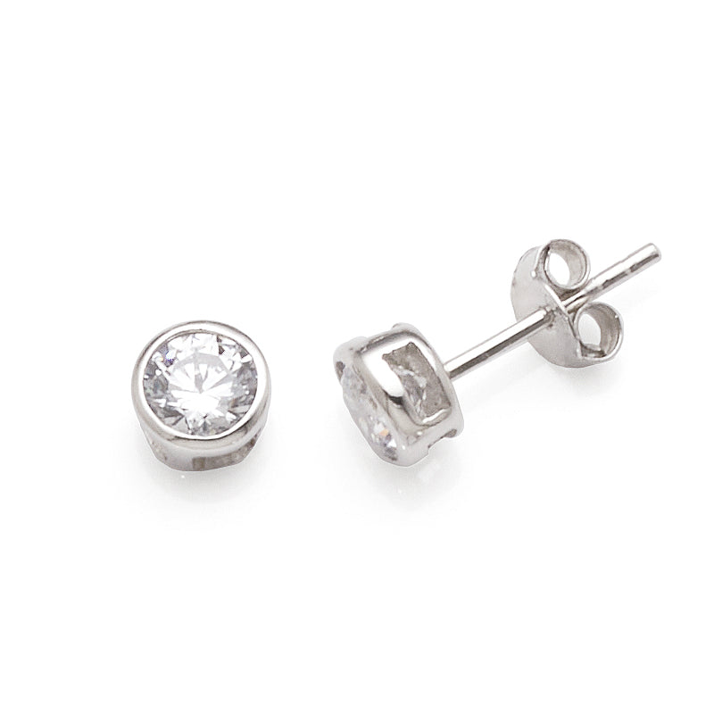 Sterling Silver 5mm Cubic Zirconia Studs