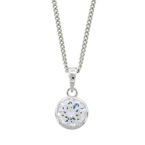 Sterling Silver 8mm Round Cubic Zirconia Pendant