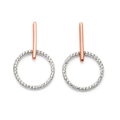 Rose Sterling Silver Cubic Zirconia Earrings