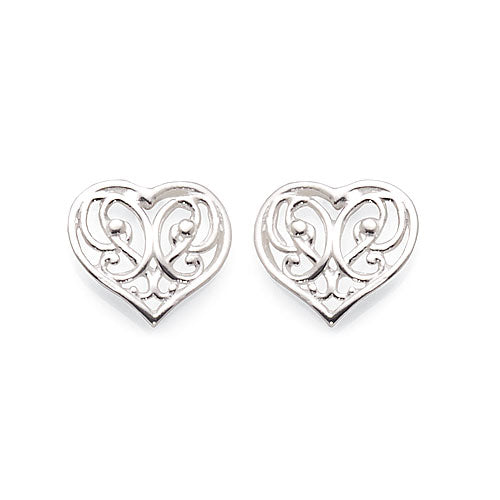 Sterling Silver 11mm Open Heart Studs