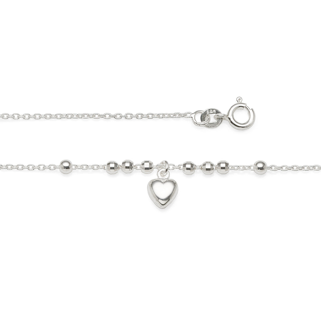 Sterling Silver Children's 16cm Heart Bracelet
