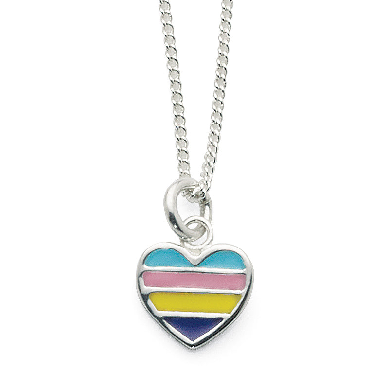 Sterling Silver Multi-Colour 10mm Heart Pendant