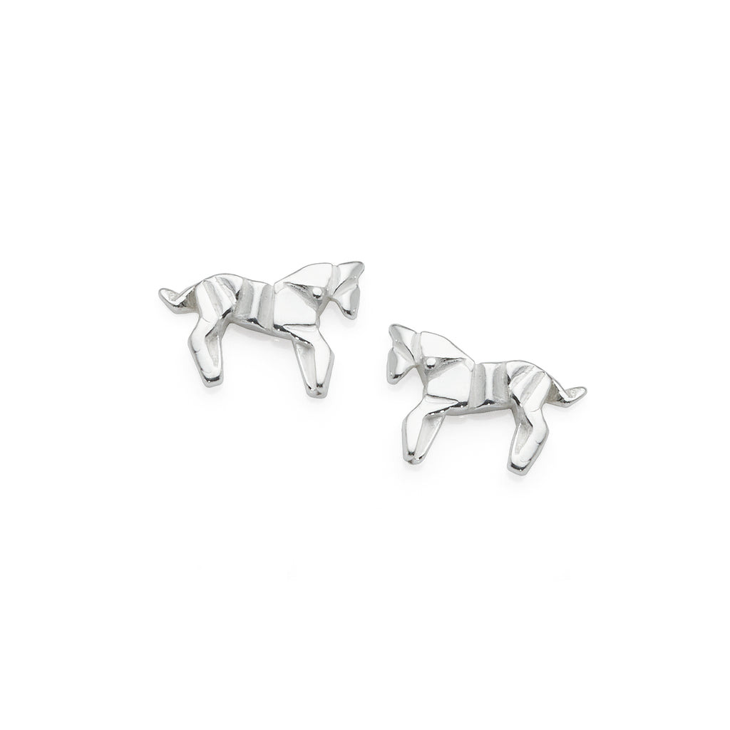 Sterling Silver 11mm Geometric Horse Stud Earrings