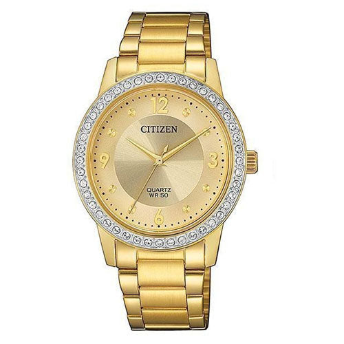 Citizen Gold-Tone Crystal Watch EL3092-86P