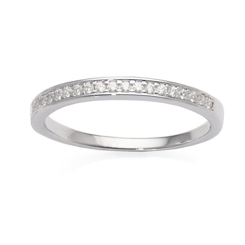 Sterling Silver Pave Set Cubic Zirconia Ring