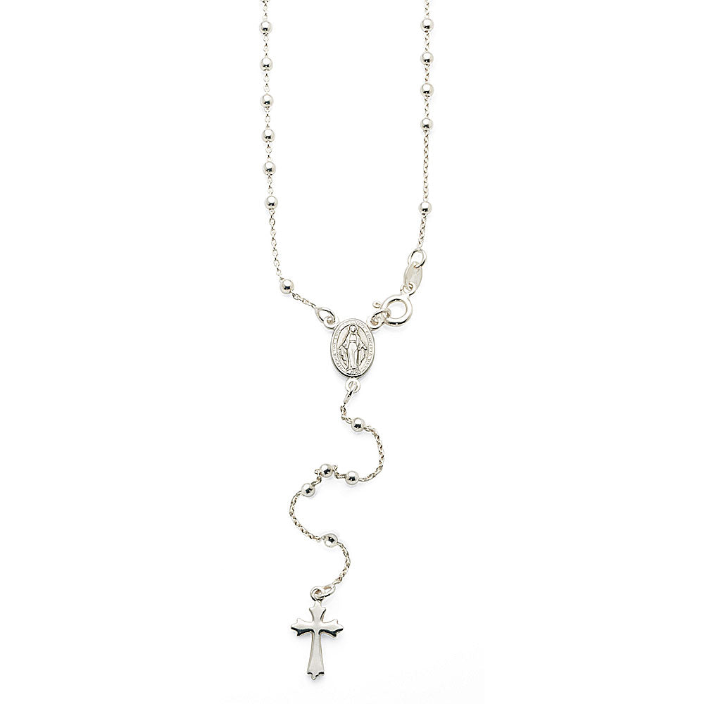 Sterling Silver Miraculous & Cross 50cm Y-Chain