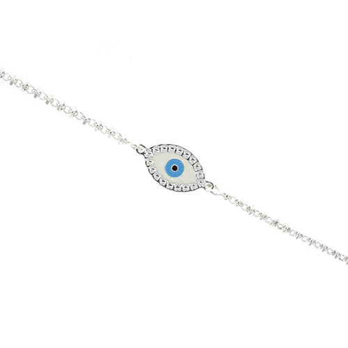 Sterling Silver 19cm 'Evil Eye' Bracelet