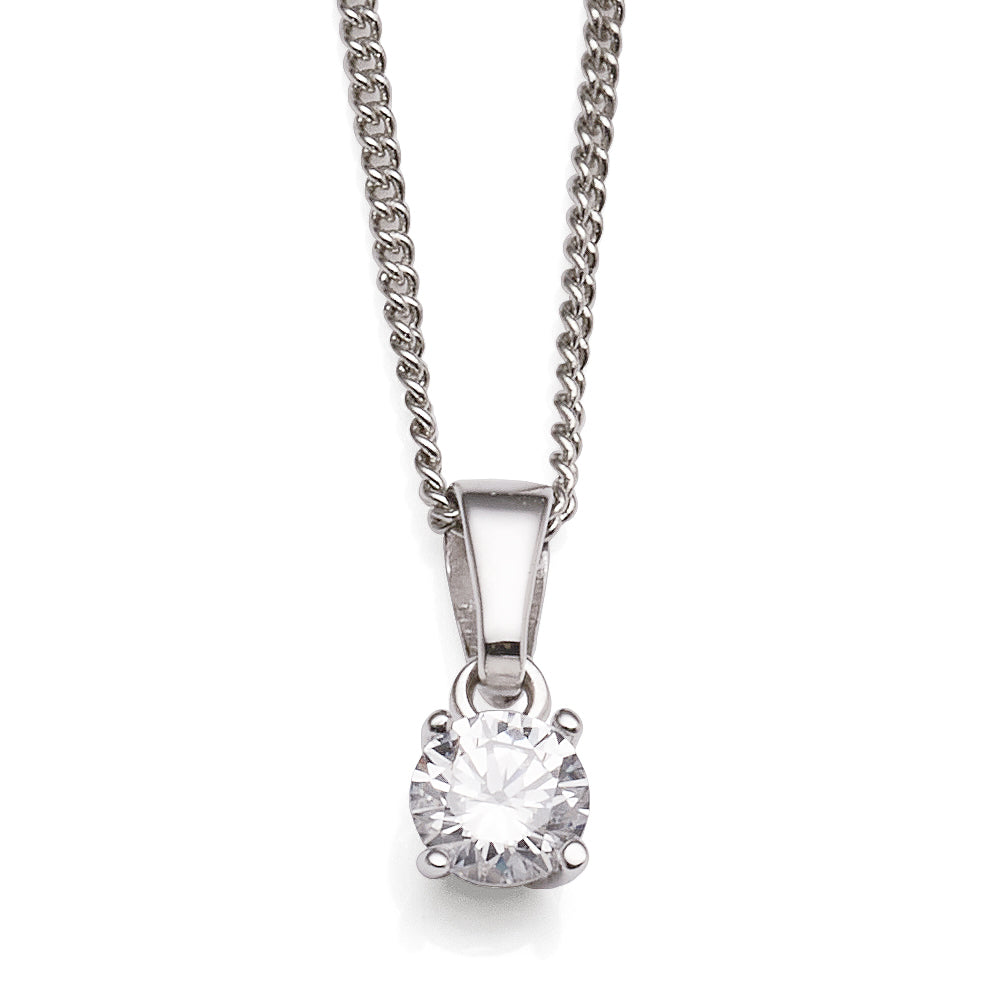 Sterling Silver 5mm Round Cubic Zirconia Pendant