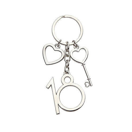 Key Chain With Number 18 & Heart Key Charm