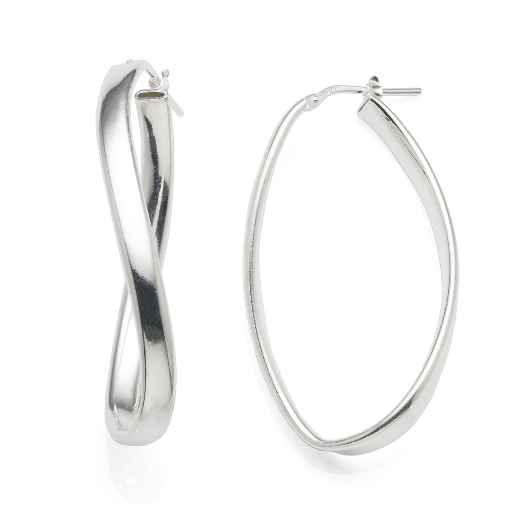 Sterling Silver Oval Twist Hoops