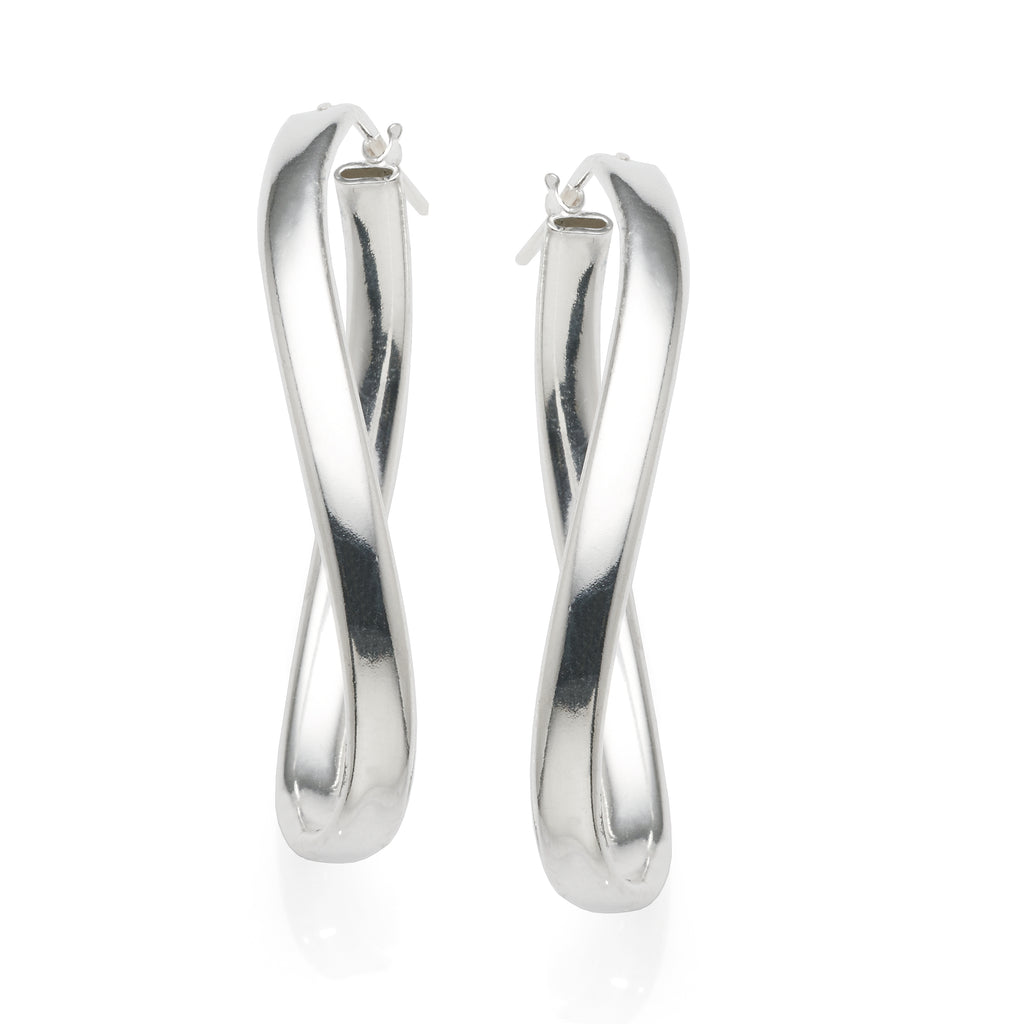 Sterling Silver Oval Twist Hoops