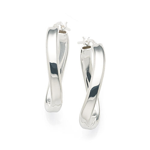 Sterling Silver 25mm Offset Oval Hoops