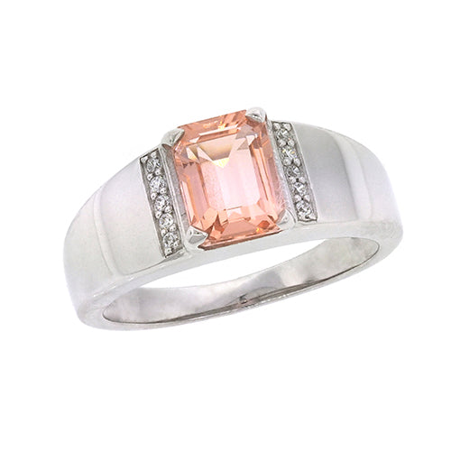 Sterling Silver Nano Morganite Dress Ring