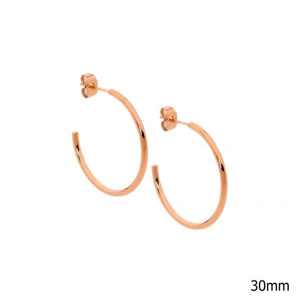 Ellani Rose Stainless Steel 30mm Hoop Studs SE211R-3