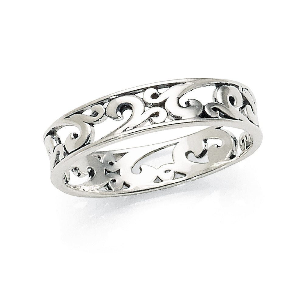 Sterling Silver Oxidized Swirl Pattern Filigree Ring