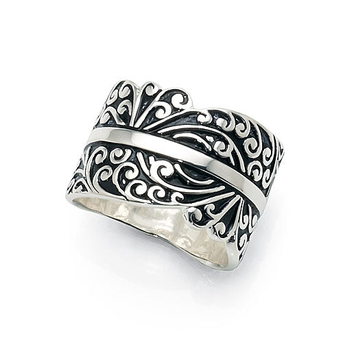 Sterling Silver Oxidized Swirl Ring