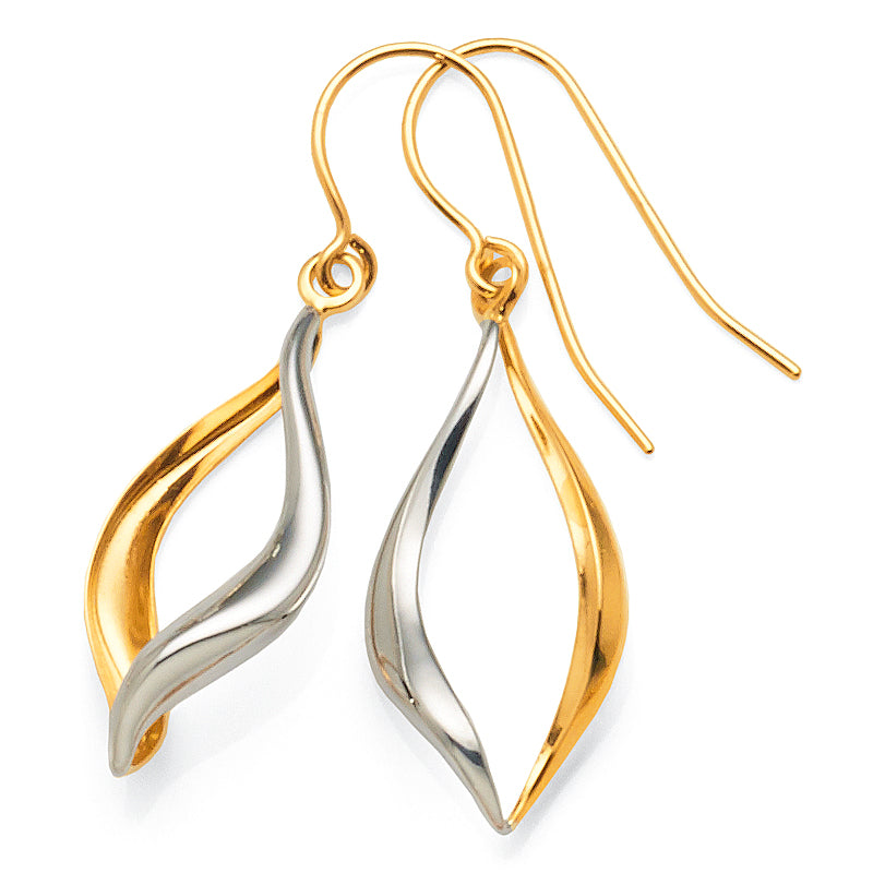 9ct 2-Tone Gold Hook Earrings