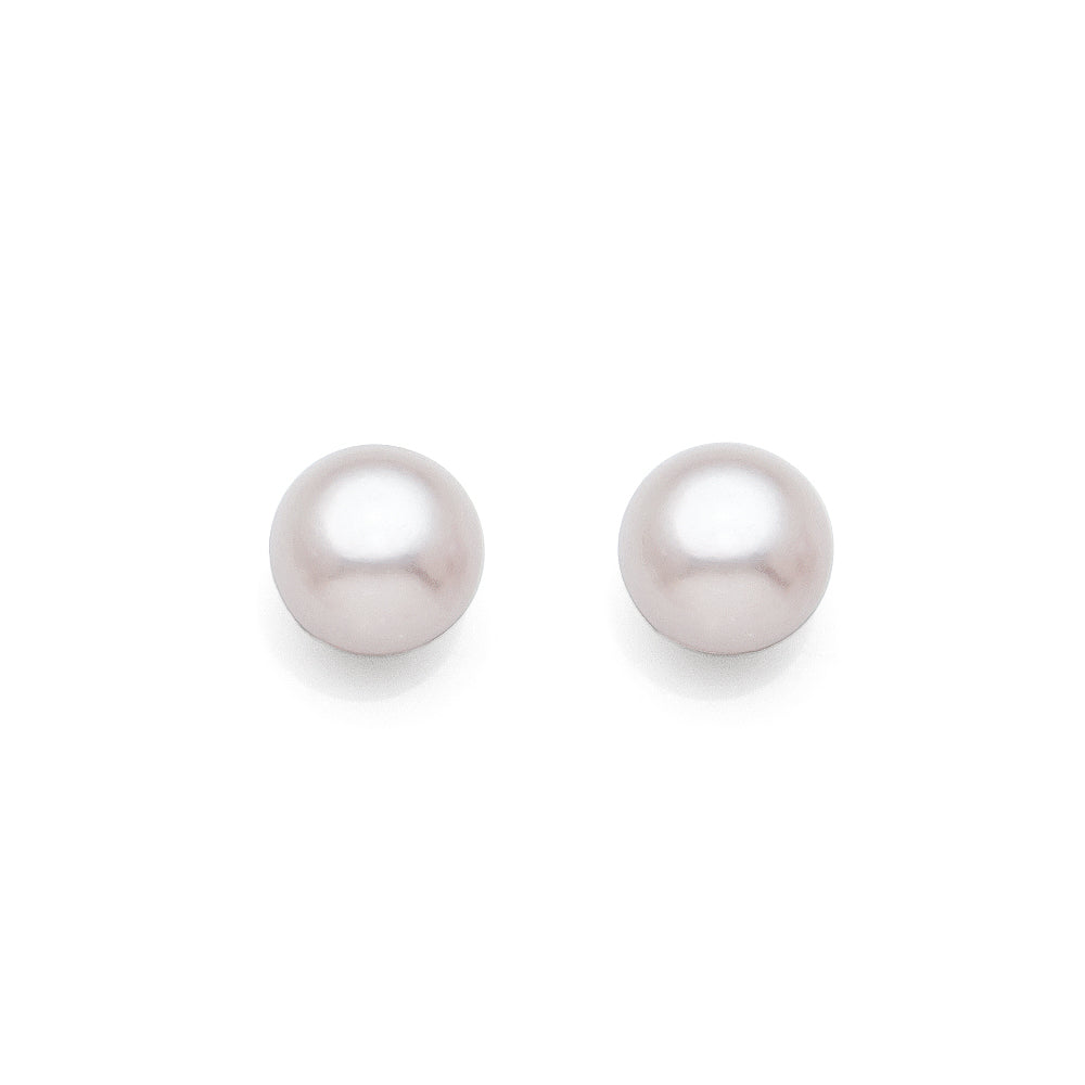 Sterling Silver 6mm Pink Button Pearl Studs