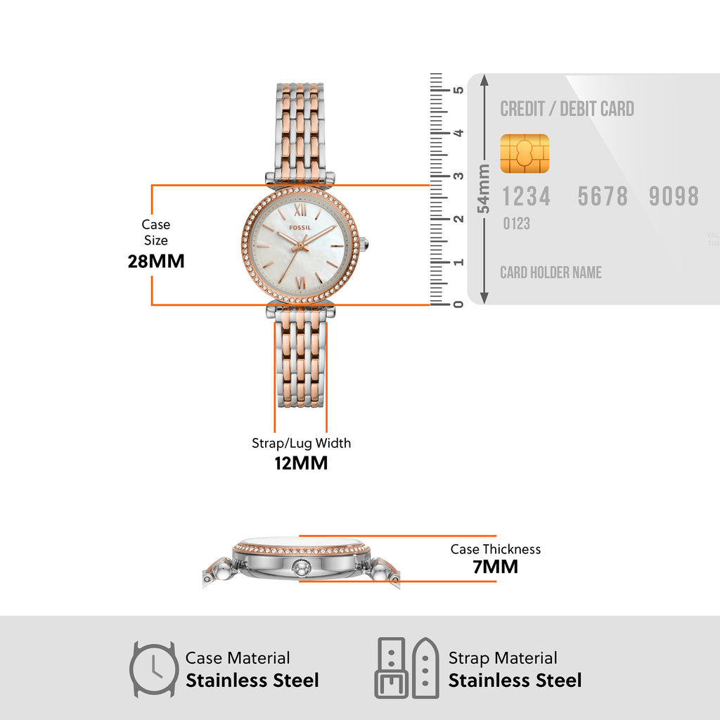 Fossil 'Mini Carlie' 2-Tone Watch ES4649