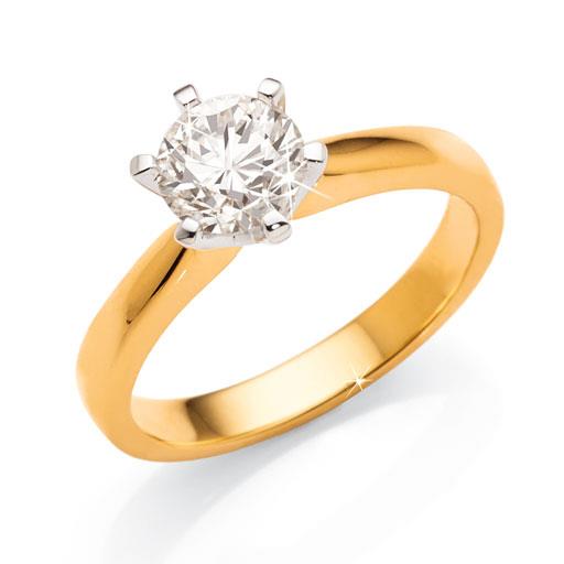 18ct Yellow Gold 1 Carat Diamond Solitaire Engagement Ring