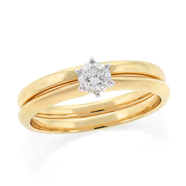 9ct Yellow Gold 0.33CT Diamond Solitaire Engagement Ring Set
