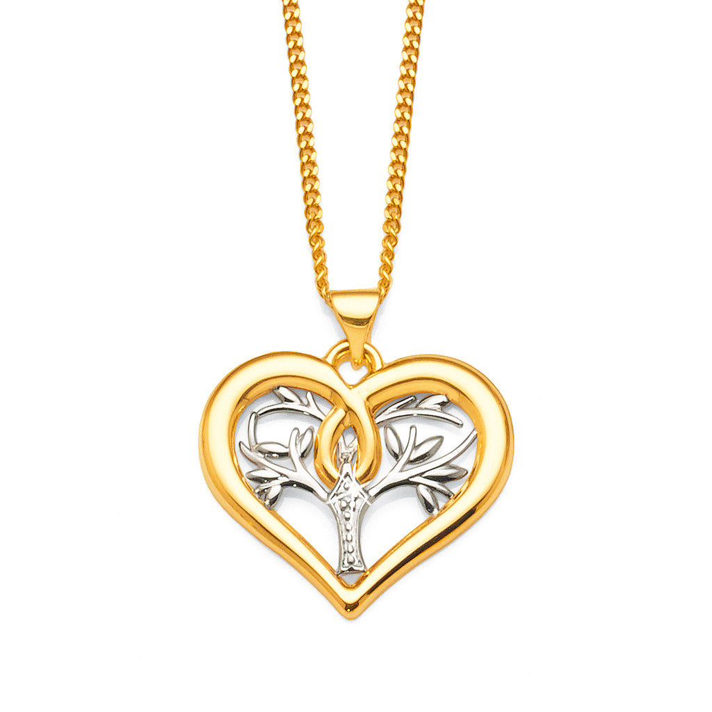 9ct 2-Tone Gold Diamond Heart Pendant