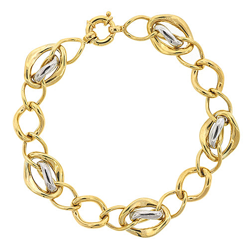 9ct 2-Tone Gold Bonded 19cm Big Link Bracelet