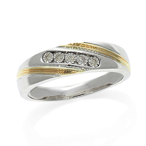 9ct 2-Tone Gold Diamond Band TDW: 0.08CT