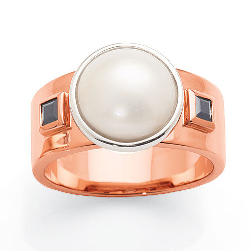 Mark McAskill Mabe Pearl and Sapphire 9ct Rose Gold Ring