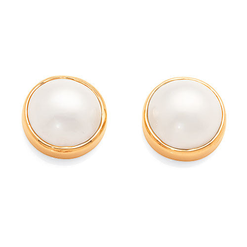 9ct Yellow Gold Mabe Pearl Studs