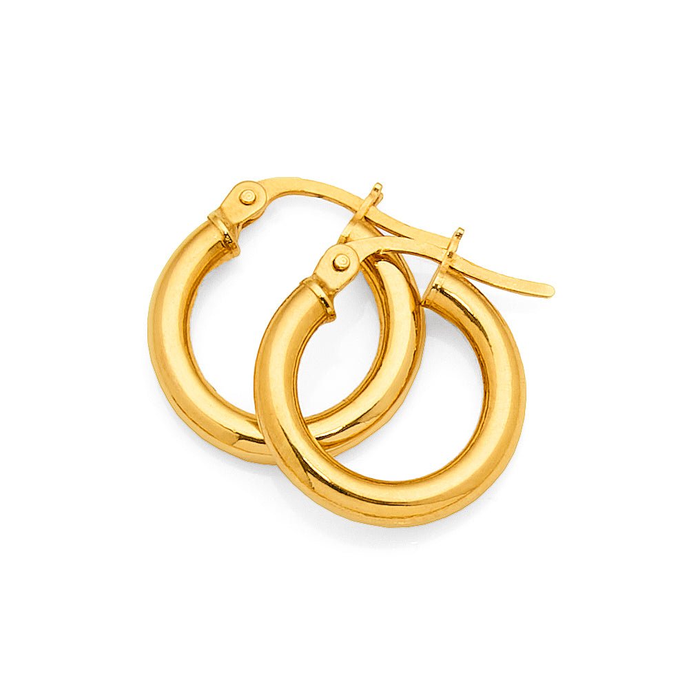 9ct Yellow Gold 10mm Plain Hoops