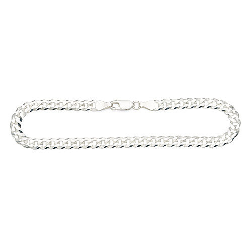 Sterling Silver 22cm Solid Curb Link Bracelet