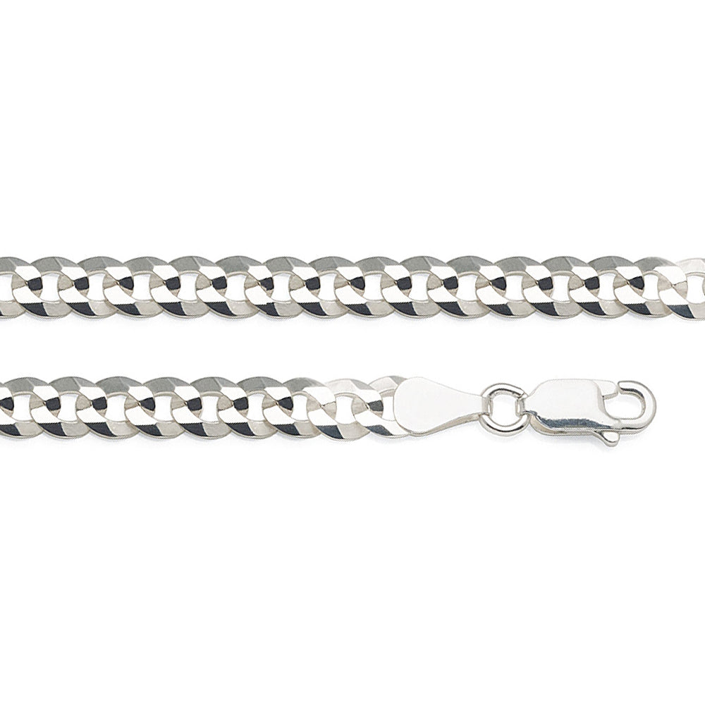 Sterling Silver 22cm Solid Curb Link Bracelet