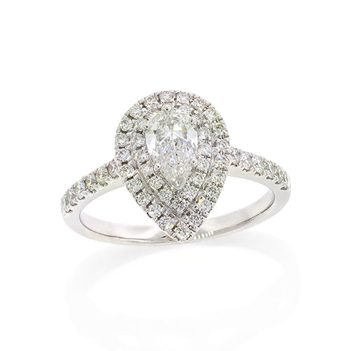 TW 1ct Diamond Halo Ring 9ct White Gold