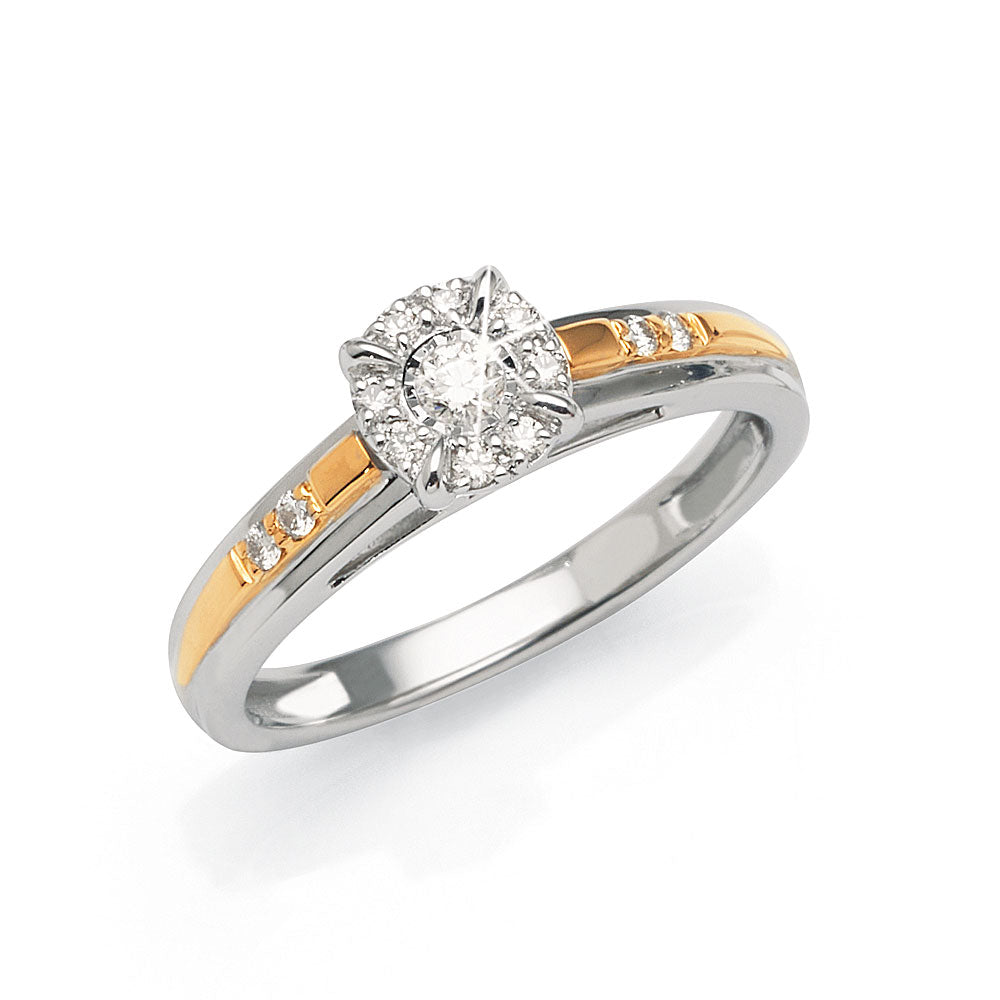 9ct 2-Tone Gold Diamond Ring TDW 0.17CT