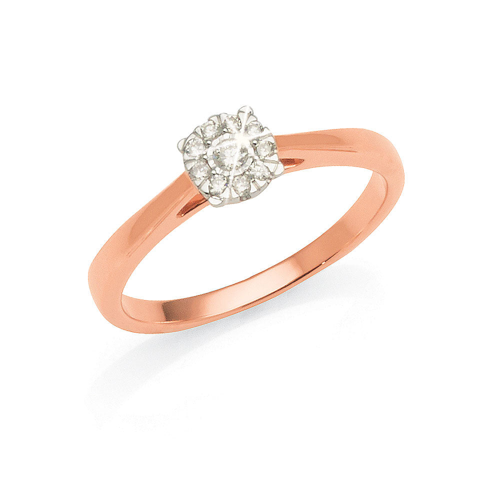 9ct Rose Gold Diamond Multi-Stone Ring TDW 0.10CT