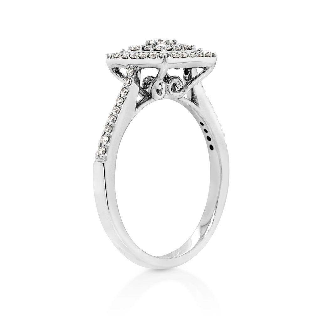 9ct White Gold Diamond Halo Ring TW 0.50CT