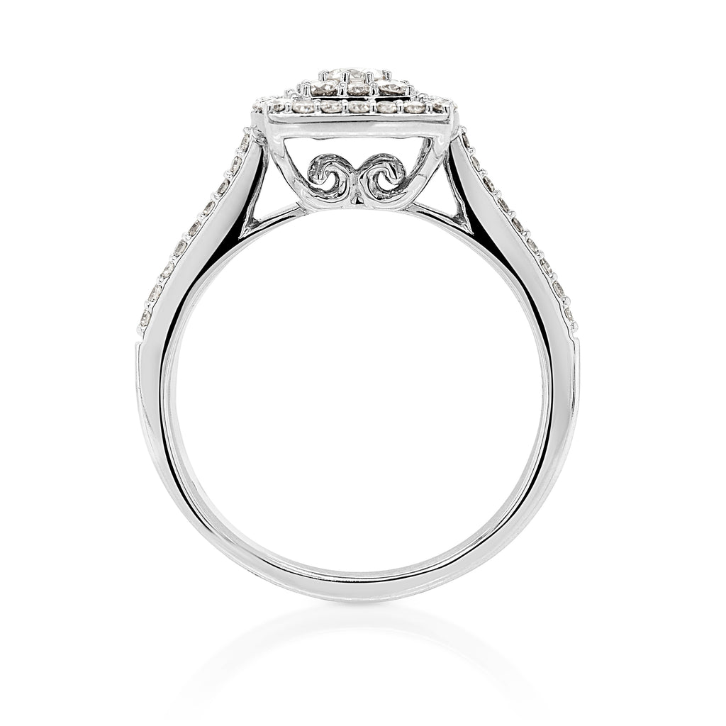 9ct White Gold Diamond Halo Ring TW 0.50CT