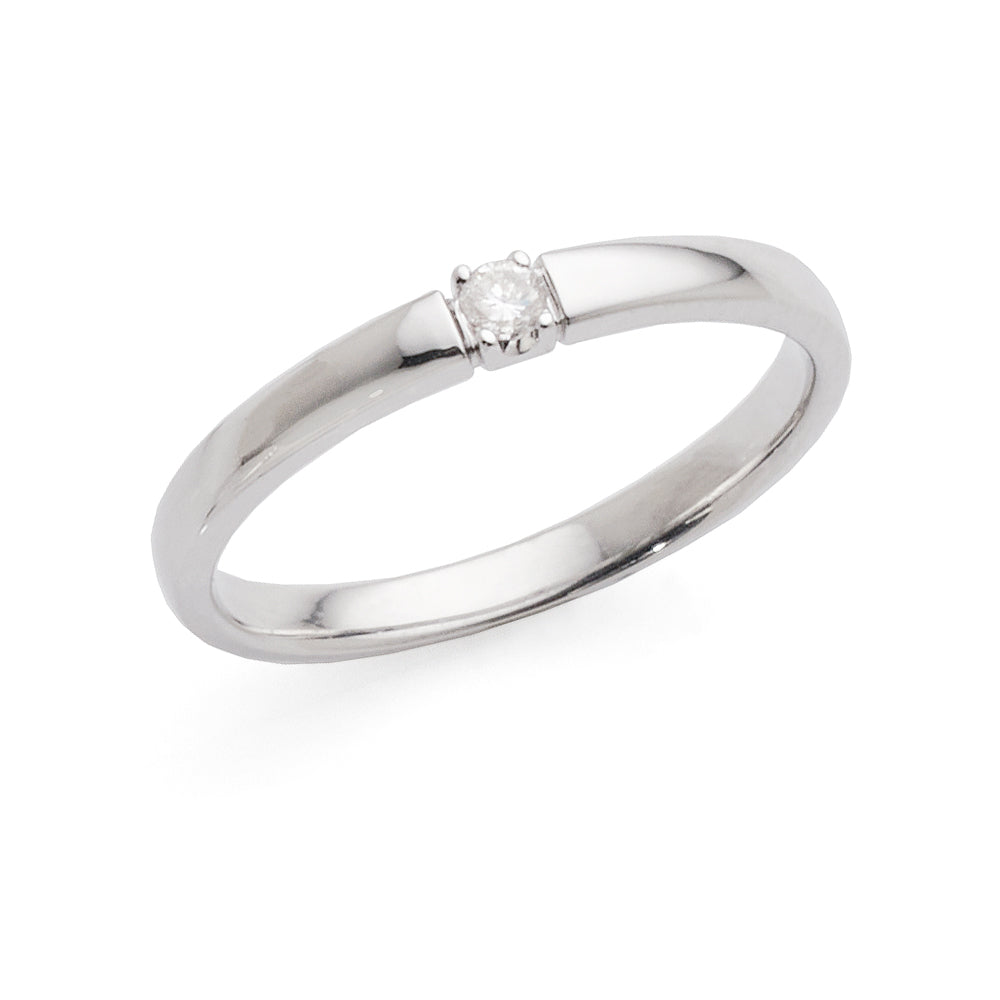 9ct White Gold Diamond Set 2mm Band