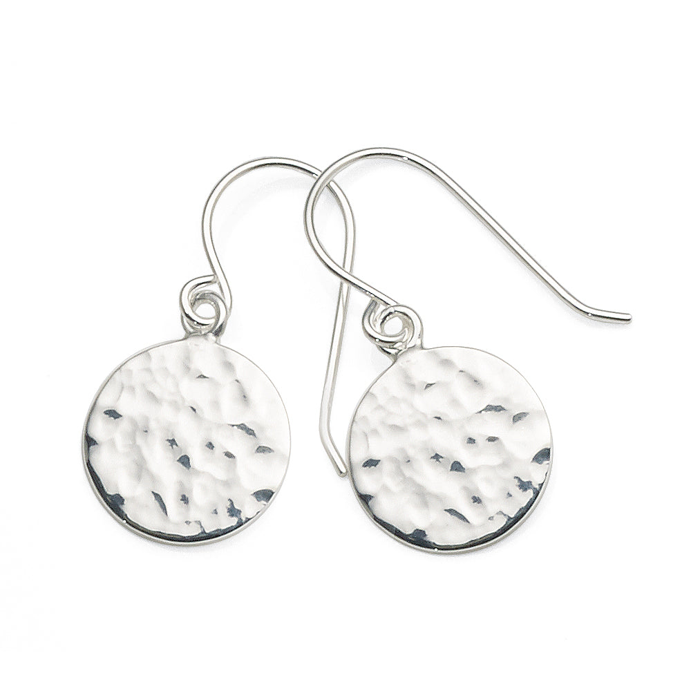 Sterling Silver 12mm Hammered Disc Hooks