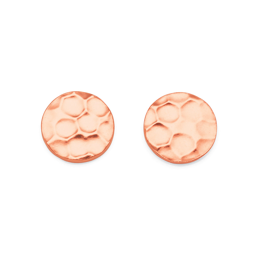 Sterling Silver Rose-Tone 10mm Disc Studs