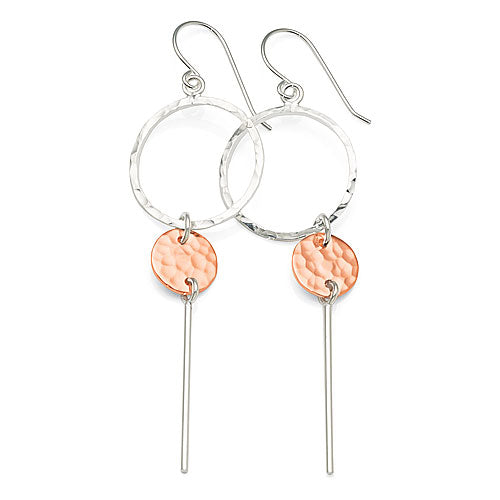 Sterling Silver Rose-Tone Open Circle Drop Hooks